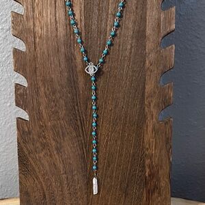 3/$18 Turquoise and Silver Beaded Semi- Precious Necklace Lot 350